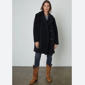 Velvet by Graham & Spencer Christine Faux Sherpa Coat Black Size Medium NWOTS